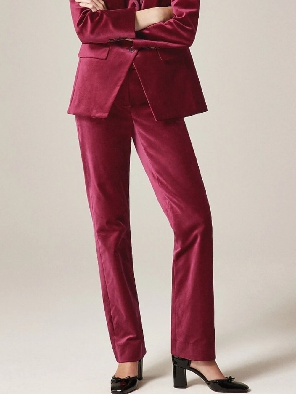 J.Crew Tall Women's Stella Pant in Inky Burgubdy Velvet (14T)